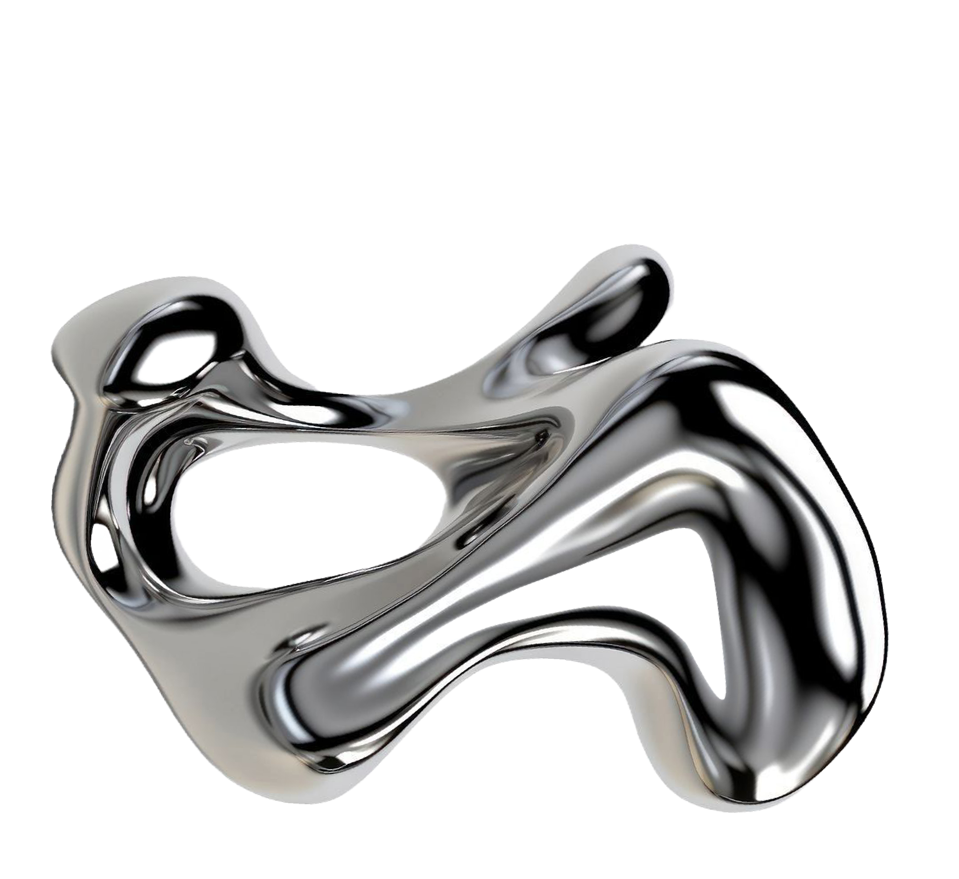 Bernard Arkoh 3D Chrome Liquid Metal Sculpture